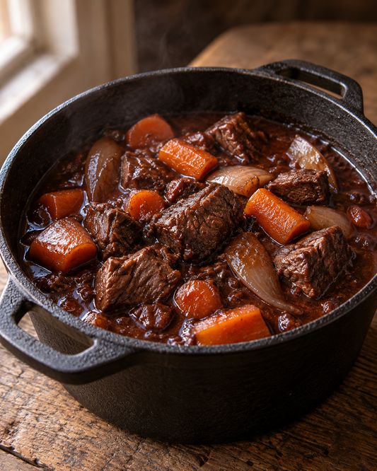 【鹿肉レシピ】熟成鹿モモの赤ワイン煮（画像はAI生成のイメージ）