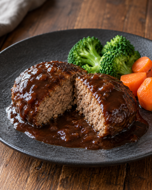 【鹿肉レシピ】熟成鹿ミンチのジビエハンバーグ（画像はAI生成のイメージ）